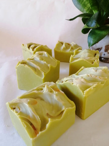 Avocado and Lemongrass cold-process soap, made with essential oils