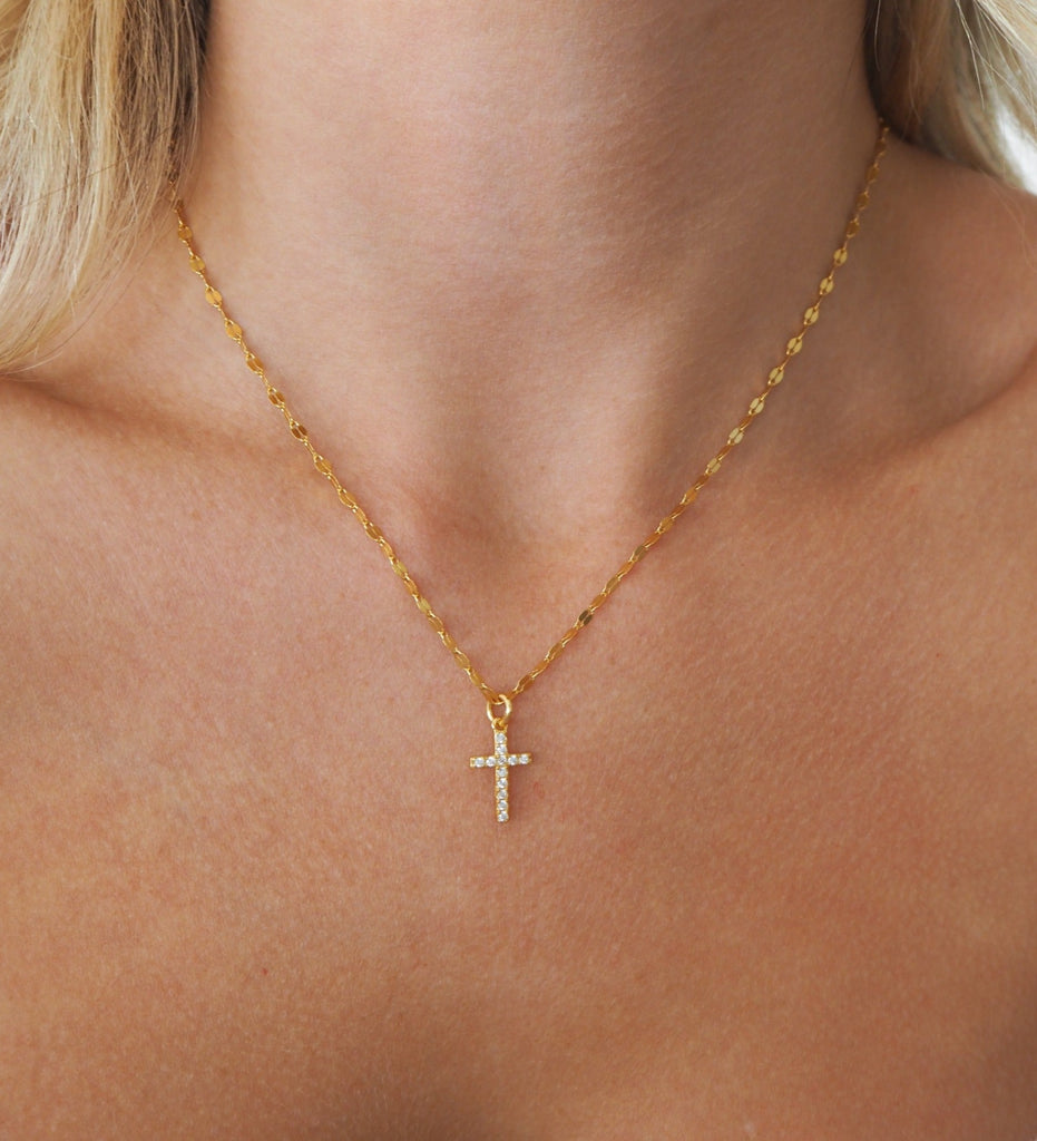 Crystal cross charms, gold metal earrings, jewelry. – Andria Bieber Designs