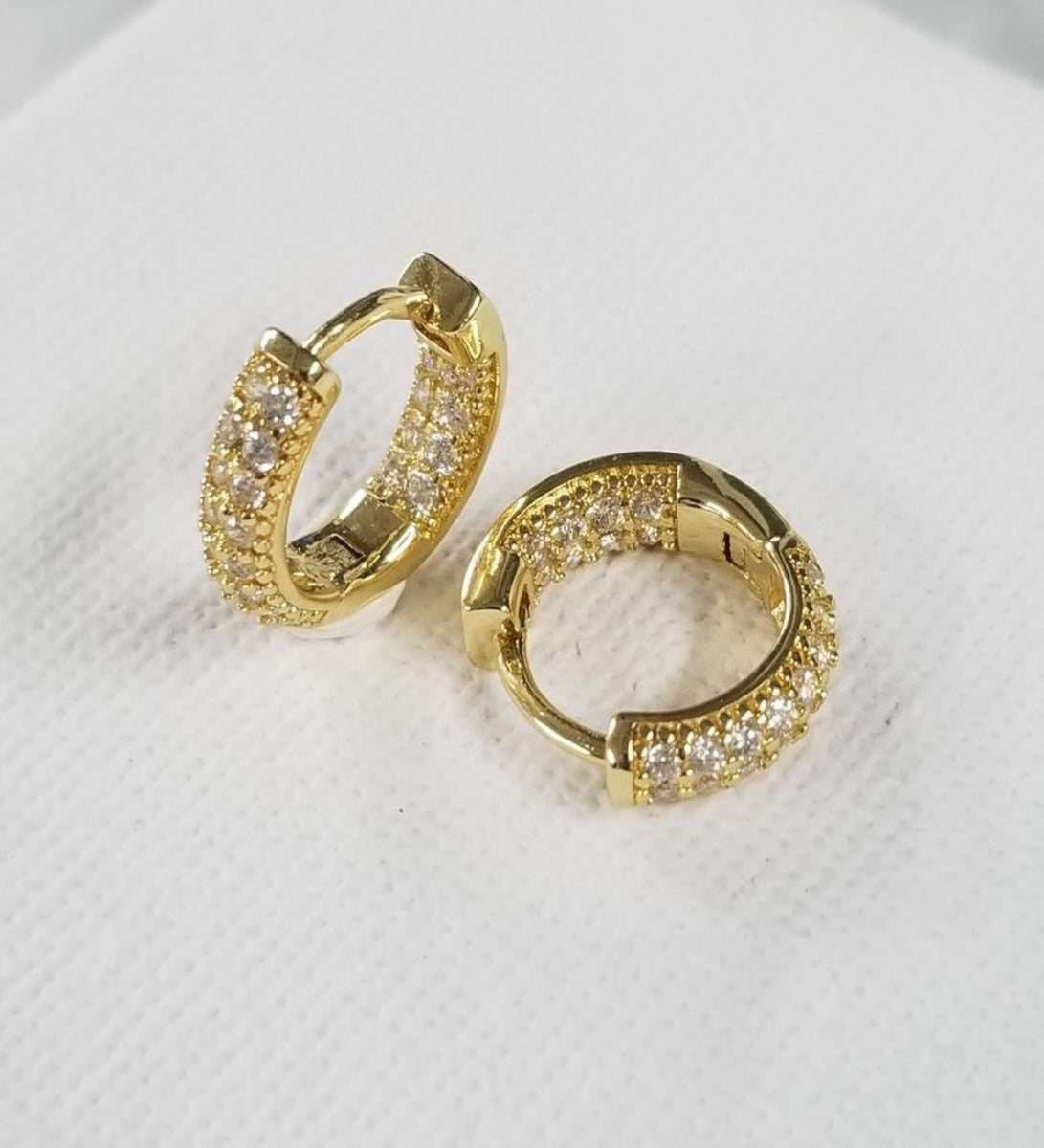 Pave Gold Baby Hoops – JacqMaria Jewelry