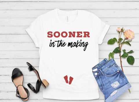 sooner in the making funny pregnancy announcement shirt