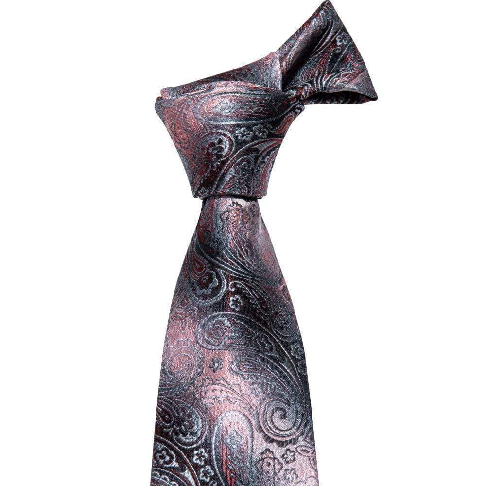 Black, Pink & Silver Paisley Striped Matching Tie Set (3pc) - Modern Mister