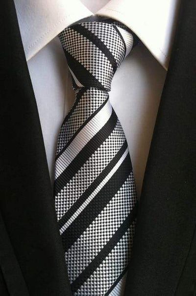 Black & White Stripes Tie - Modern Mister