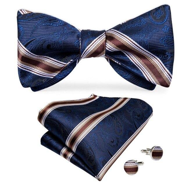 Blue Paisley with Brown and White Stripes Matching Bowtie Set (3pc ...