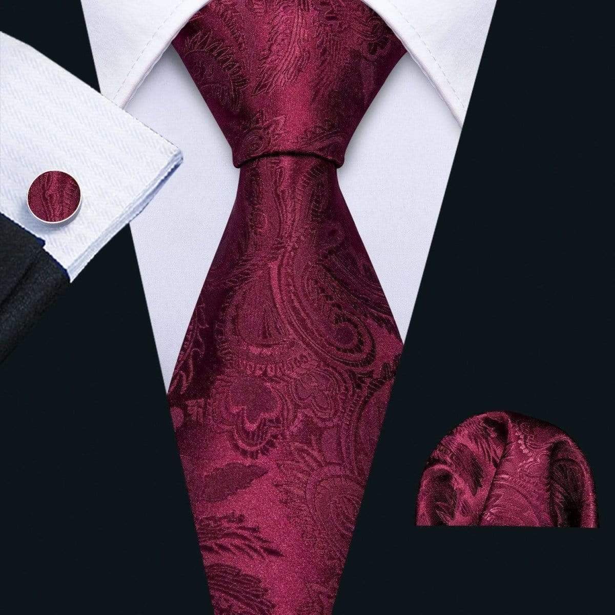 Burgundy Red Paisley Matching Tie - Modern Mister