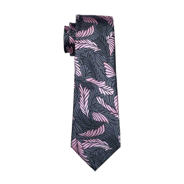 Gray & Pink Floral Matching Tie Set (3pc) - Modern Mister