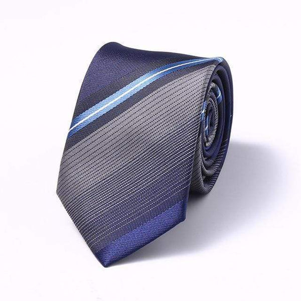 Navy Blue & Fading Gray Stripes Skinny Tie - Modern Mister
