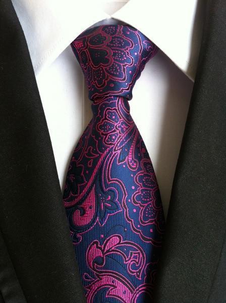 Navy Blue & Fuchsia Paisley Tie - Modern Mister