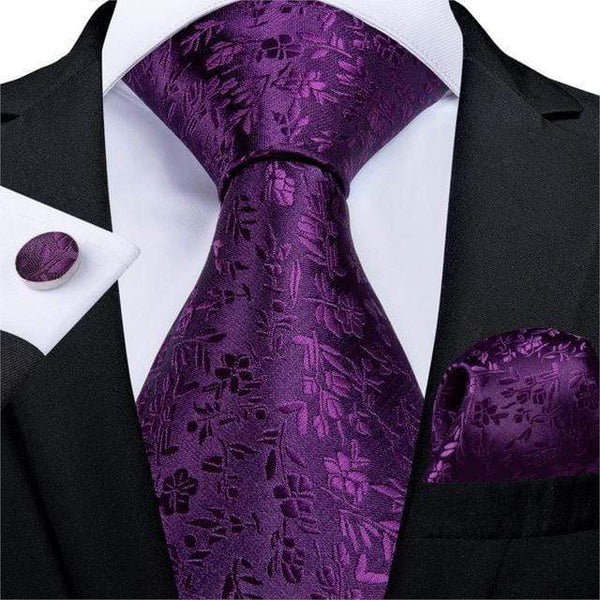 Purple Floral Matching Tie Set (3pc) - Modern Mister
