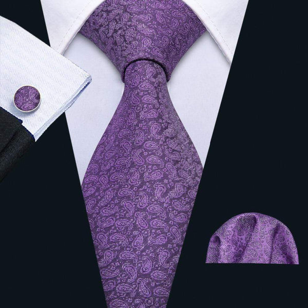 Purple Paisley Matching Tie Set (3pc) - Modern Mister