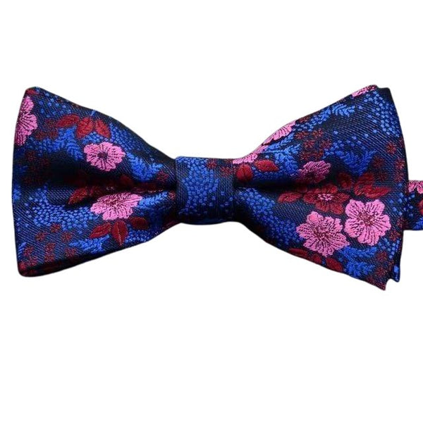 Sapphire Blue, Red & Pink Floral Bow Tie - Modern Mister