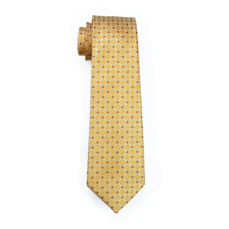 Yellow Crosshatch with Orange Dots Matching Tie Set (3pc) - Modern Mister