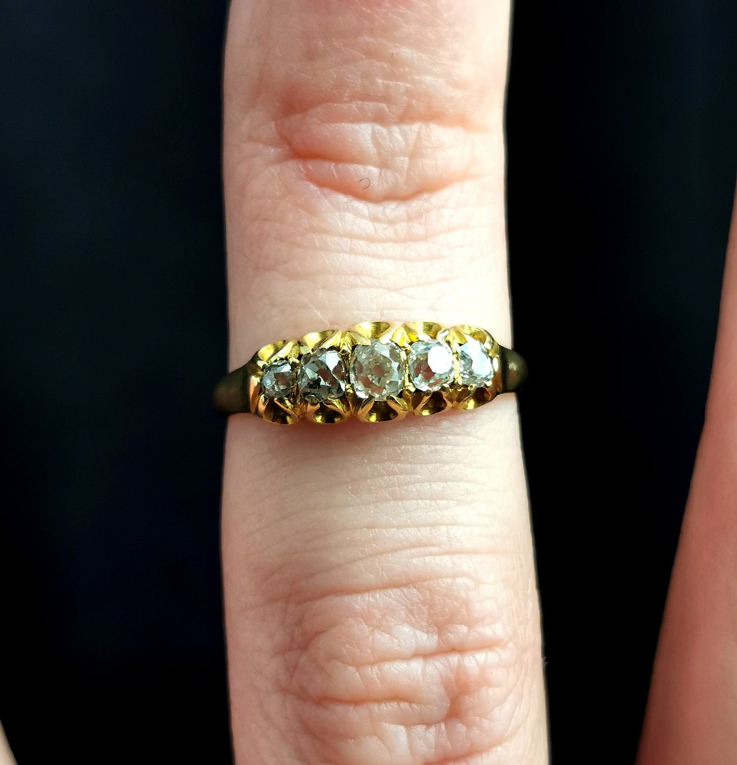Antique Diamond five stone ring, 18ct gold, Victorian