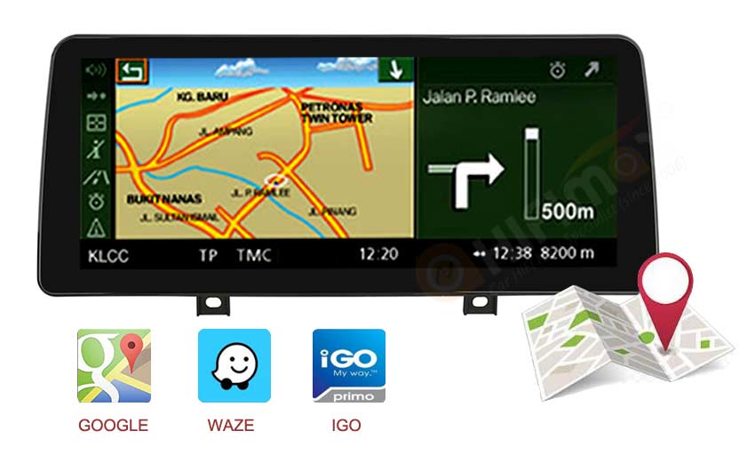bmw 2 series f45 mpv android gps navigation support igo, google maps, waze, etc