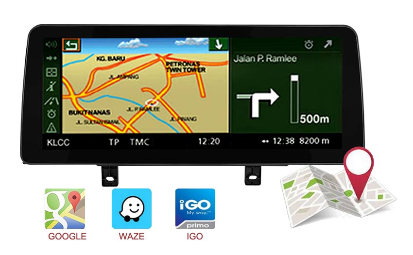 BMW 3 series F30 F31 F34 F35 Android Navigation support Google maps, waze, iGo etc