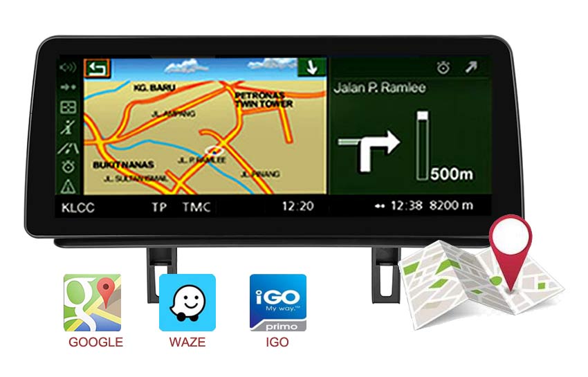 12.3'' Android 12 BMW 1 series E81 E82 E87 E88 GPS Navigation Google maps waze iGO