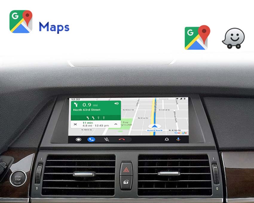 bmw x5 x6 android auto navigation gps music apps,