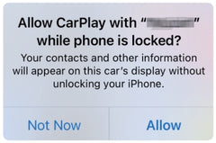built-in CarPlay pop up message
