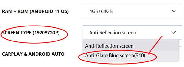 select the anti-glare screen