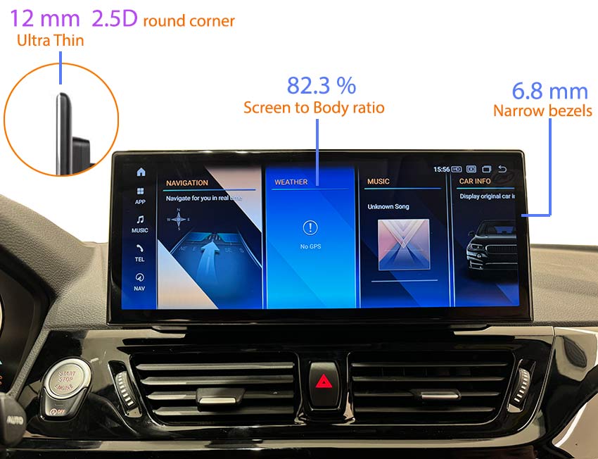 ultra-thin 12.3 inch BMW Android GPS navigation screen