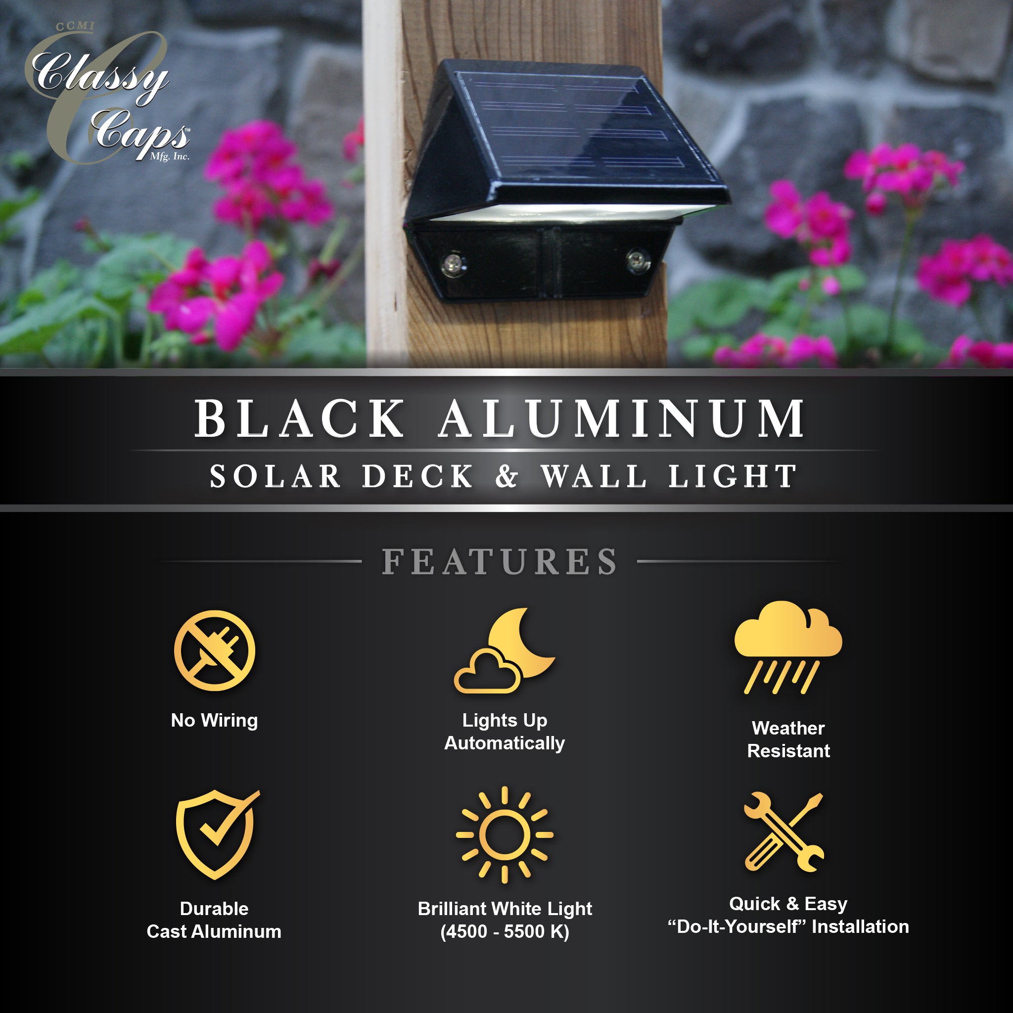 Black Aluminum Deck & Wall Light