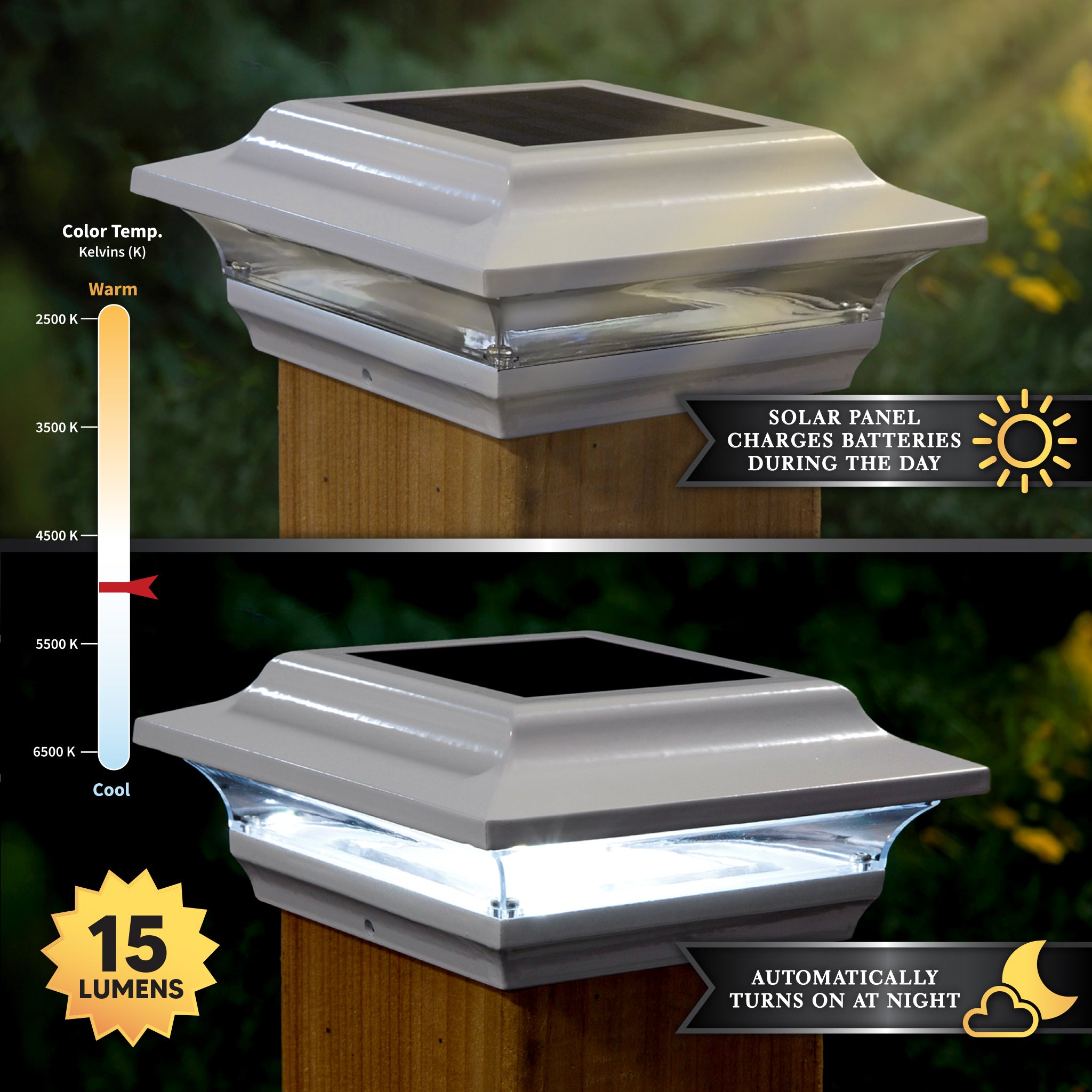 4x4 WHITE ALUMINUM IMPERIAL SOLAR POST CAP