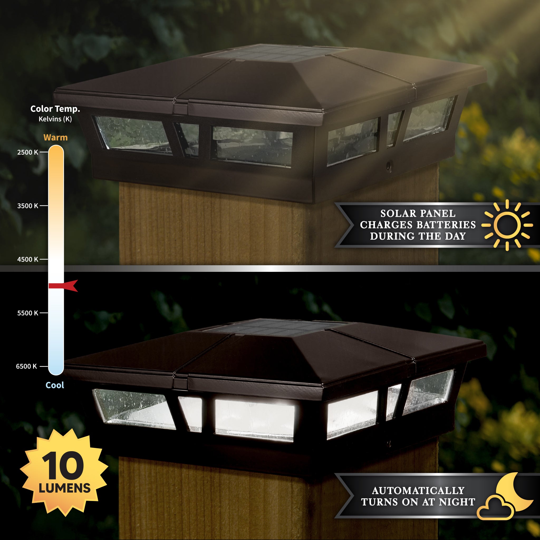 6x6 BROWN ALUMINUM CAMBRIDGE SOLAR POST CAP