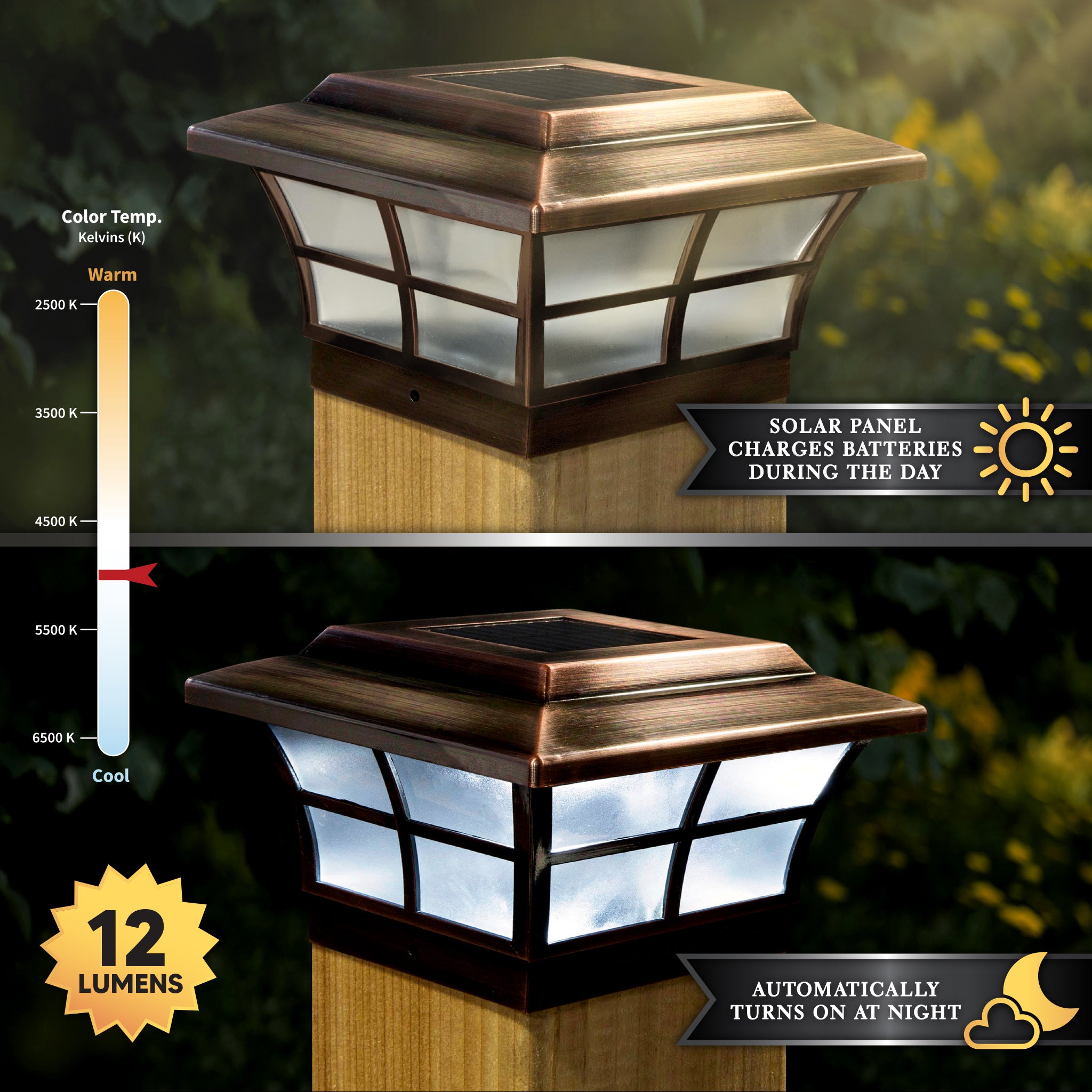 6x6 COPPER PLATED PRESTIGE SOLAR POST CAP