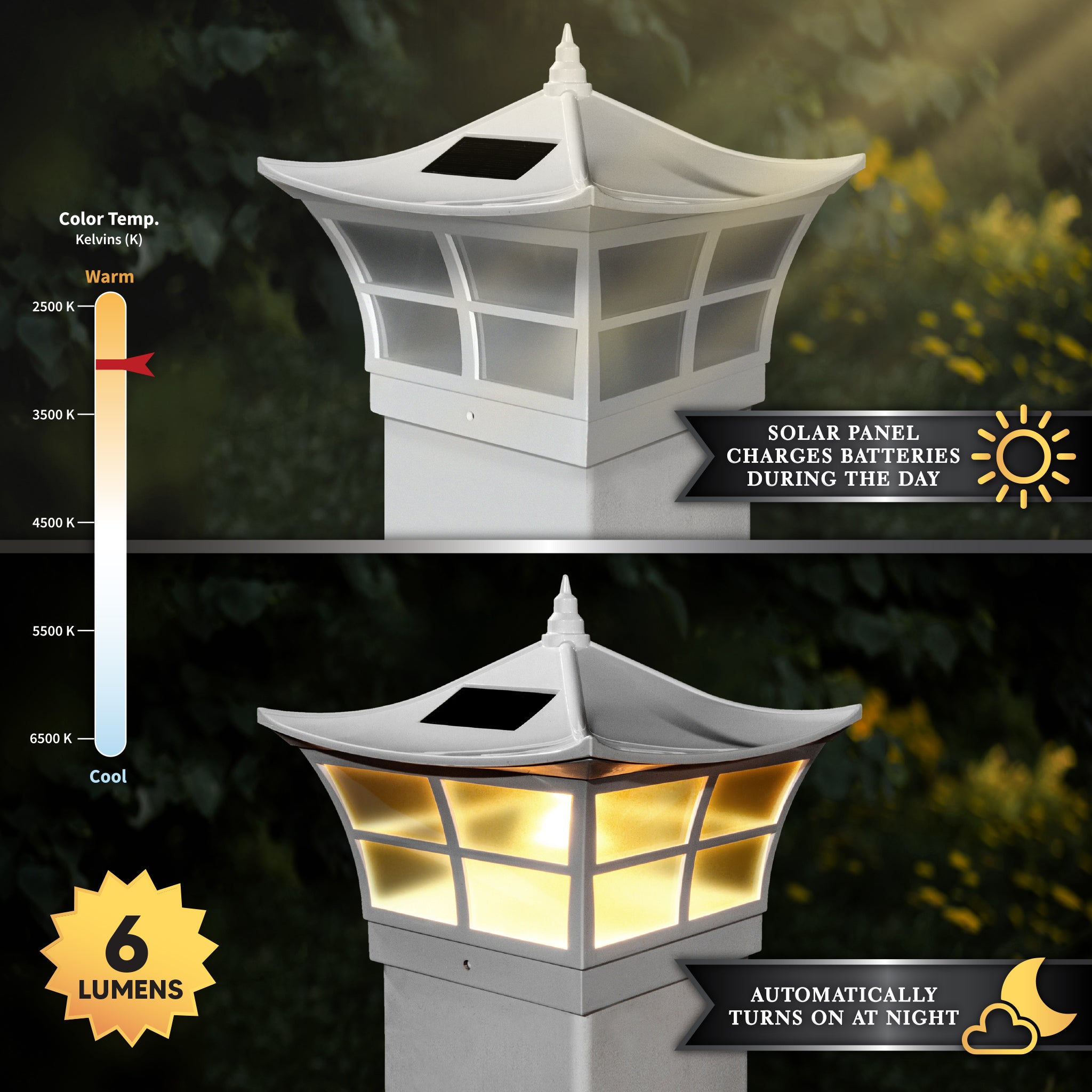 5x5 WHITE PVC AMBIENCE SOLAR POST CAP