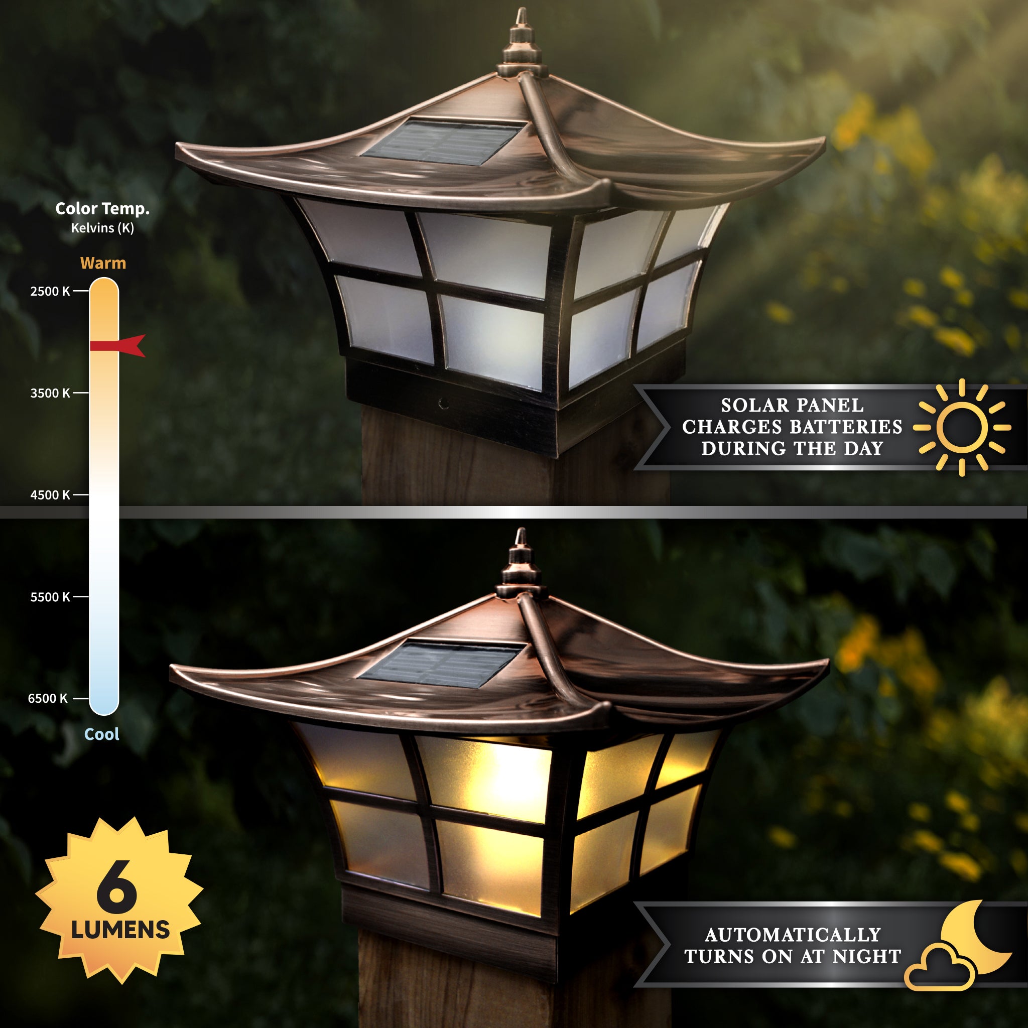 4x4 COPPER PLATED AMBIENCE SOLAR POST CAP