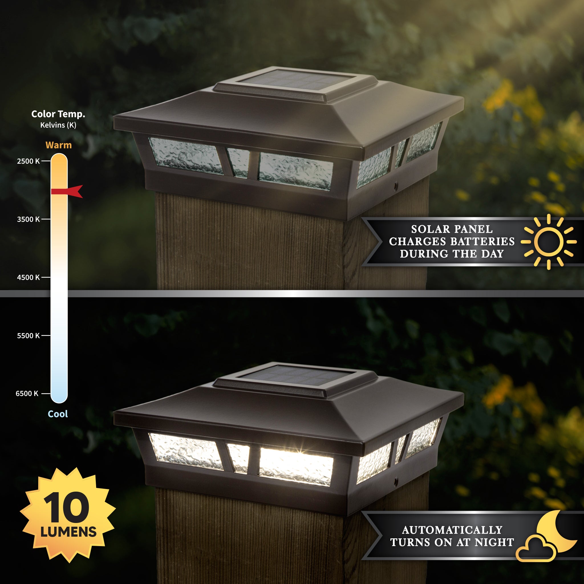 6x6 BROWN ALUMINUM OXFORD SOLAR POST CAP