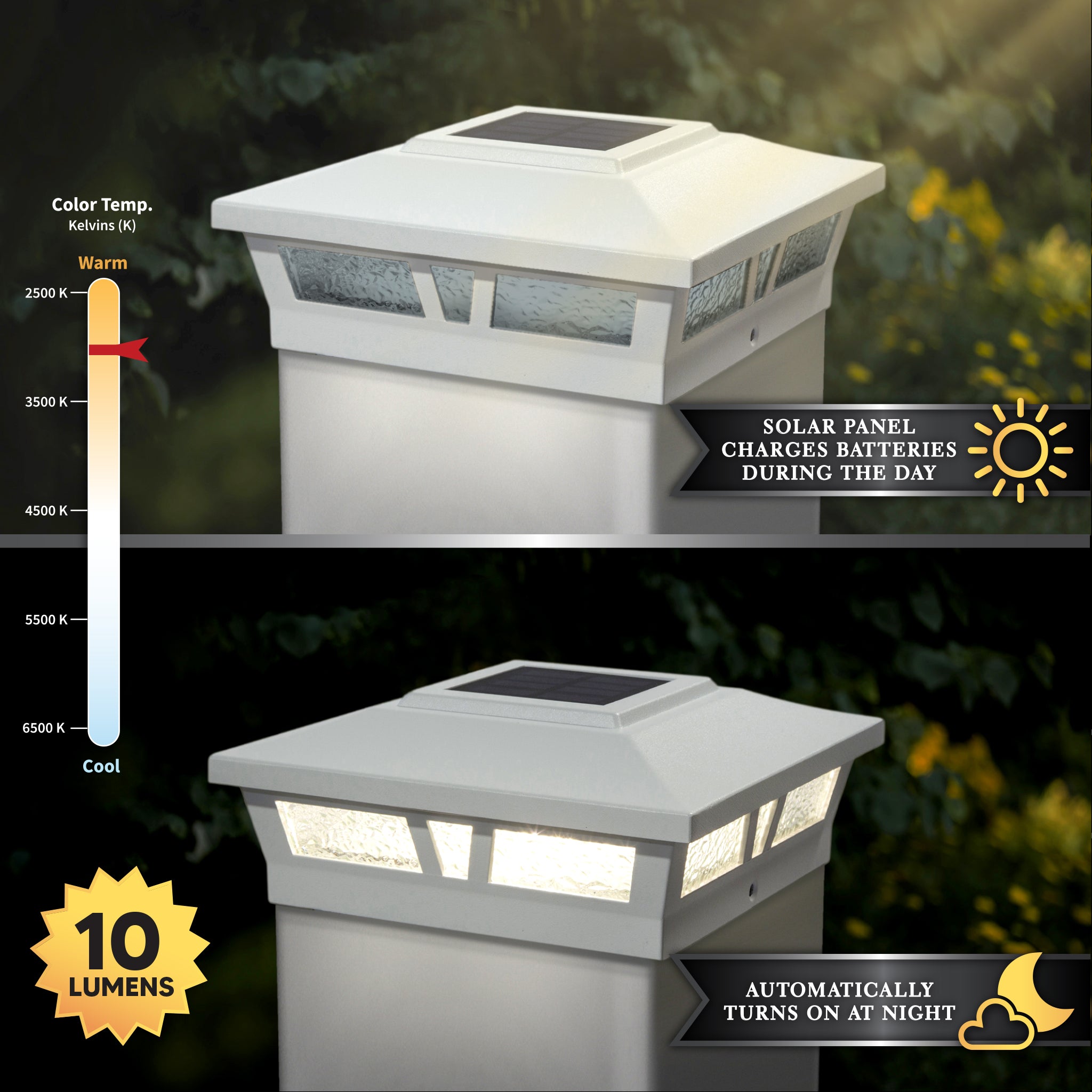 6x6 WHITE ALUMINUM OXFORD SOLAR POST CAP