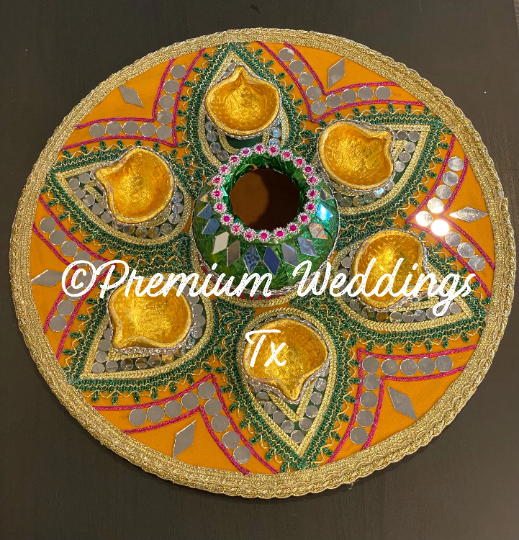 Mehndi Thaal Henna Trays Large with decoration – Bano Bazaar – Online  Shopping in Pakistan