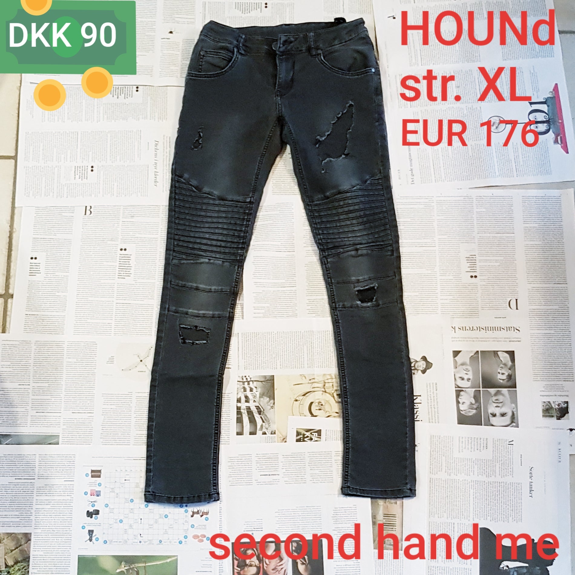 Modtager Kamel Bil Genbrug - Tøj/Drenge - Jeans HOUNd - Sort (str. XL/EUR 176) – Glitter Me DK