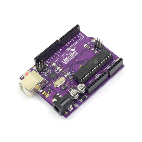 The Little Bird Uno R3, a 100% Arduino compatible board. 