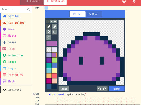 slime in makecode arcade sprite editor preview