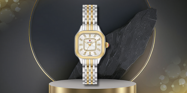 Michele Meggie Two-Tone 18K Gold-Plated Diamond White Dial Stainless Steel Watch