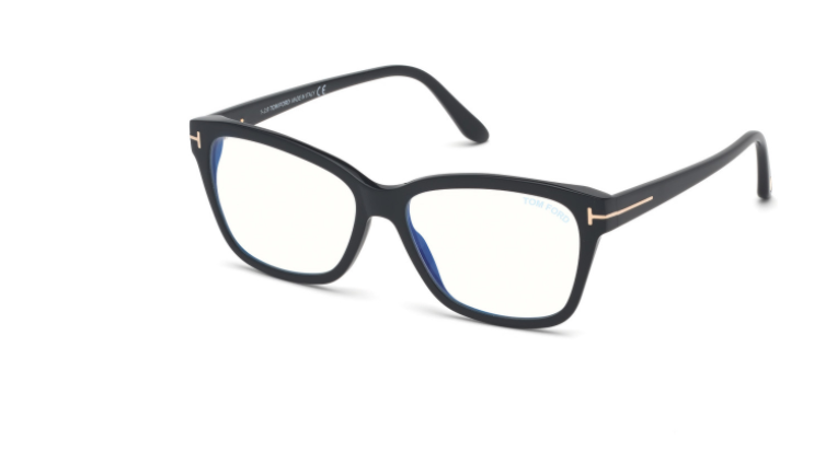 Tom Ford FT 5597-F-B 001 Shiny Black/Blue Block Eyeglasses — The luxury  direct