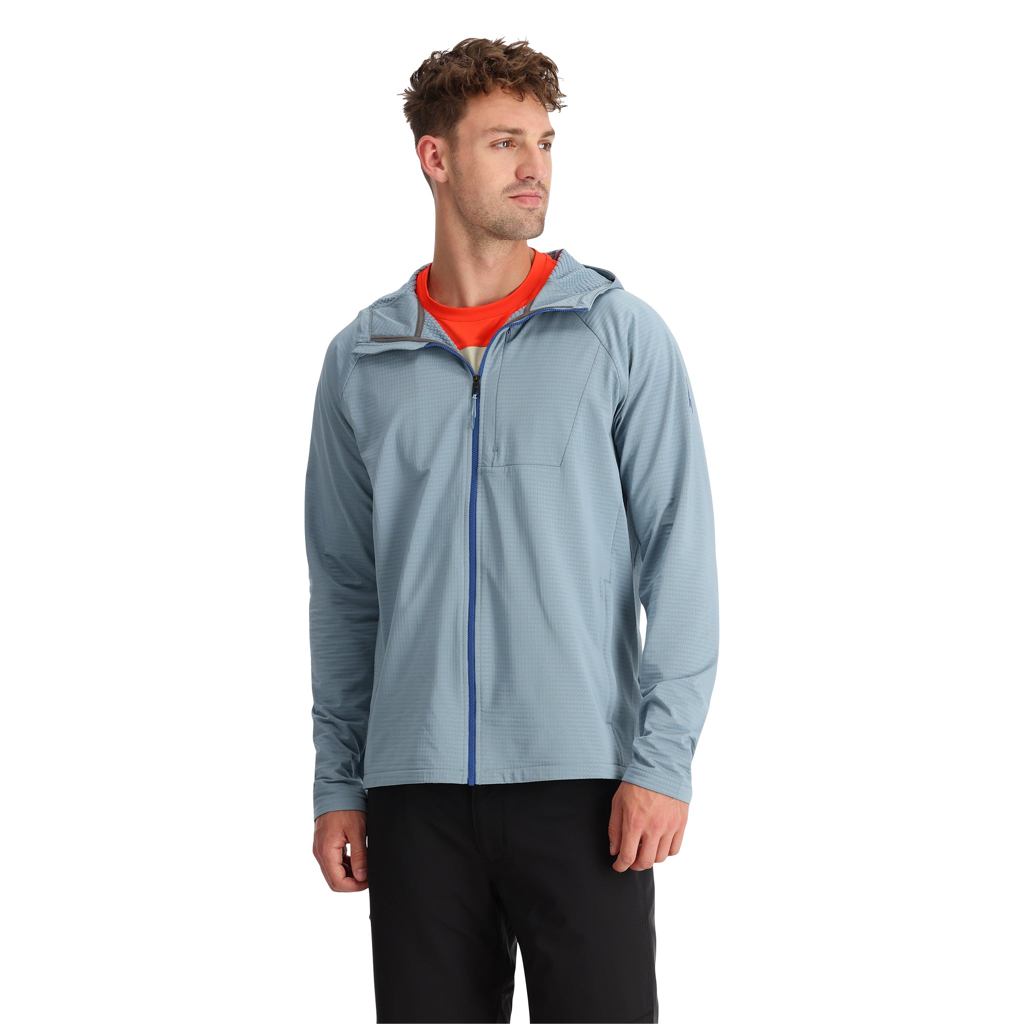 Mens Matrix Gridweb Hoodie - Blue Fog