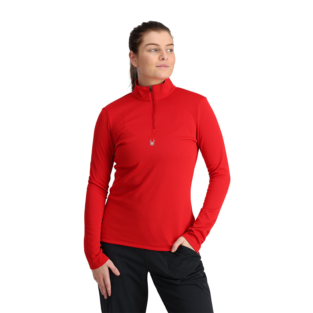 Spyder Women's Medium White and Red 1/4 Zip Long Sleeve Athletic Wear  Pullover