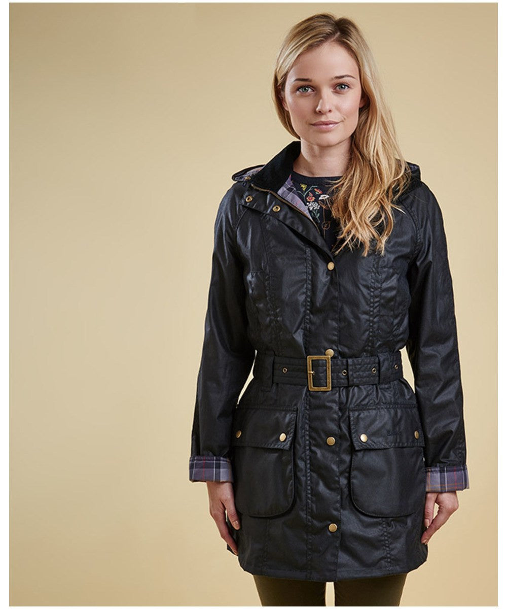 barbour grand belted quilted mid length coat