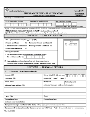 Gun License application form