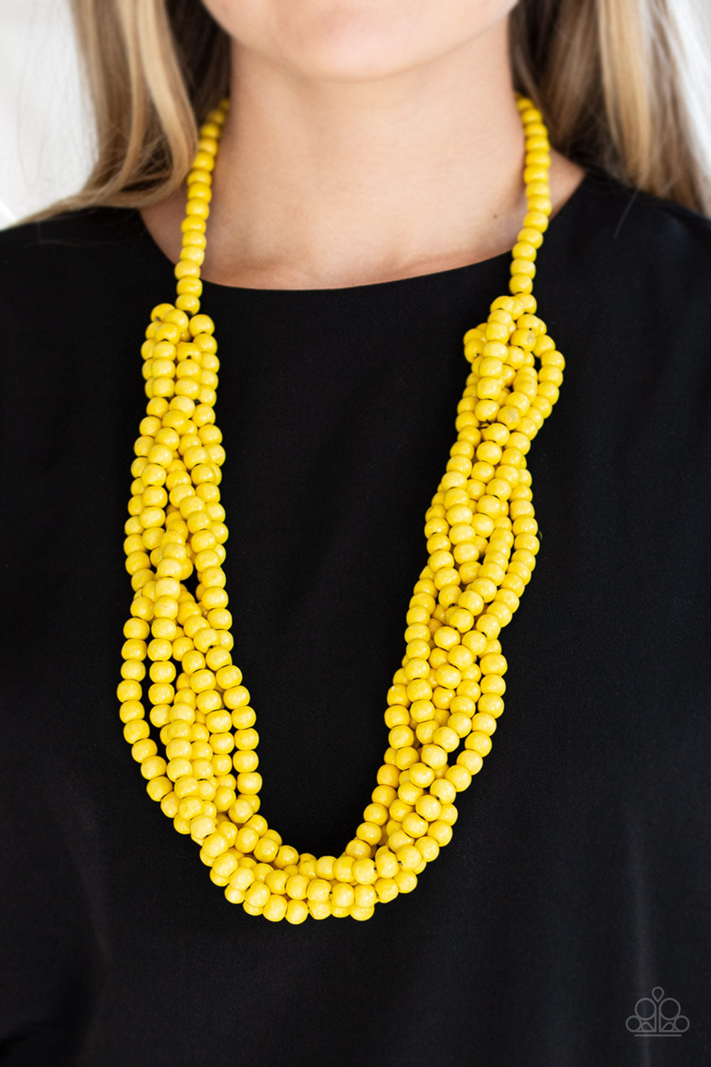 yellow wood necklace paparazzi