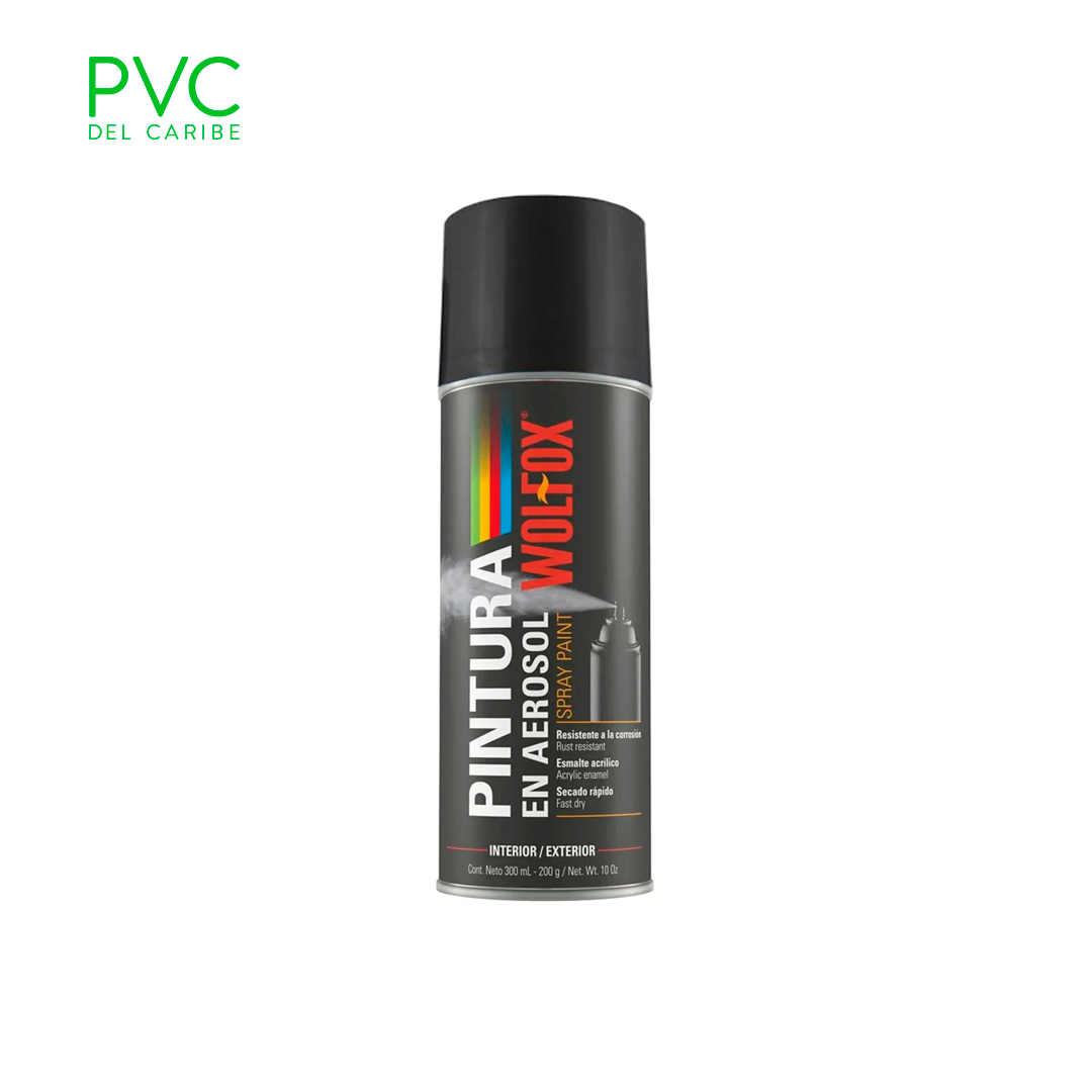 PINTURA AEROSOL NEGRO MATE WOLFOX — PVC Del Caribe