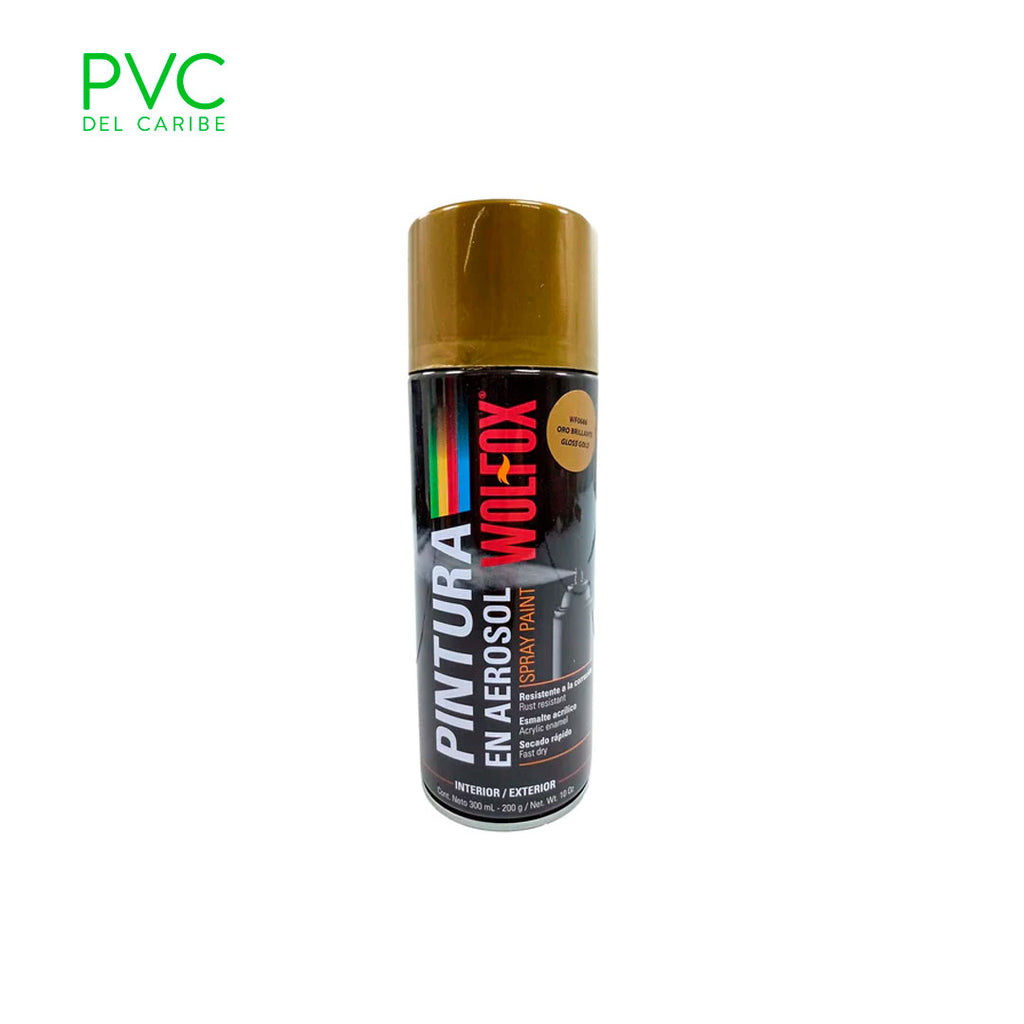 PINTURA AEROSOL ORO BRILLANTE WOLFOX — PVC Del Caribe