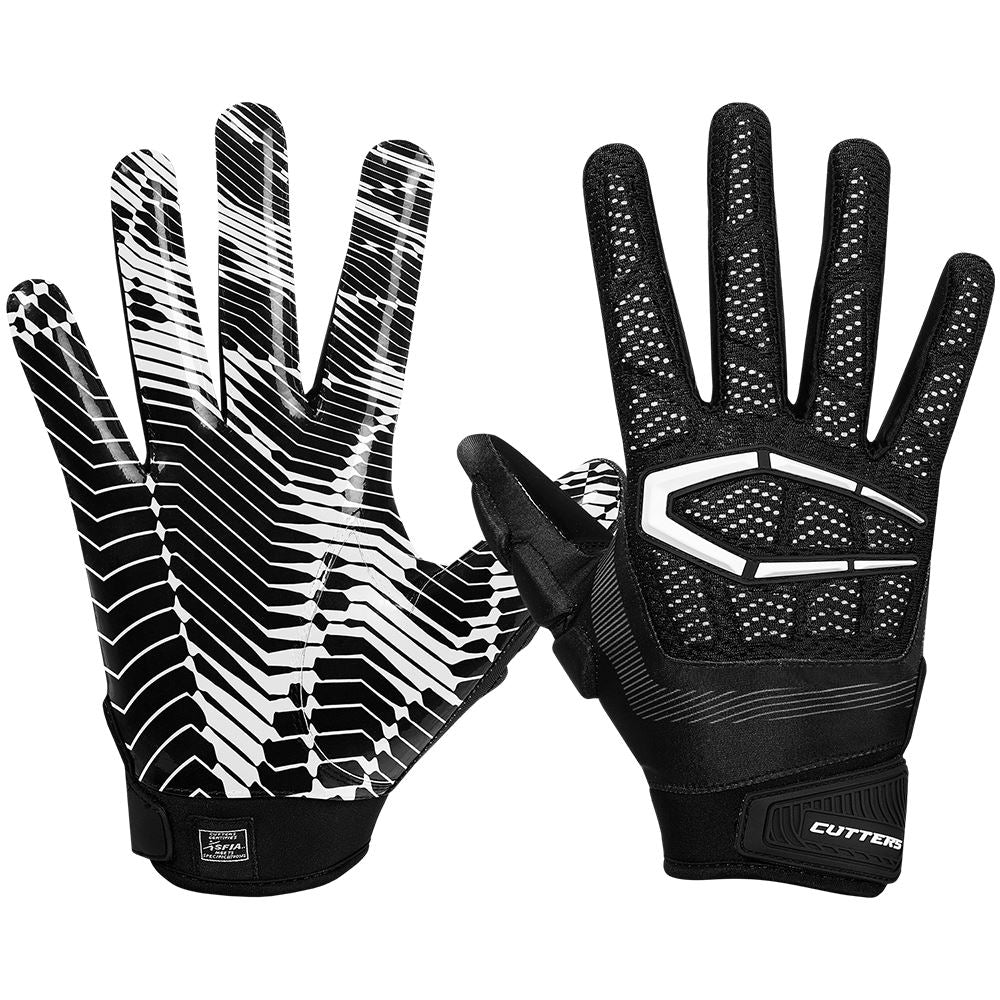black and white football gloves