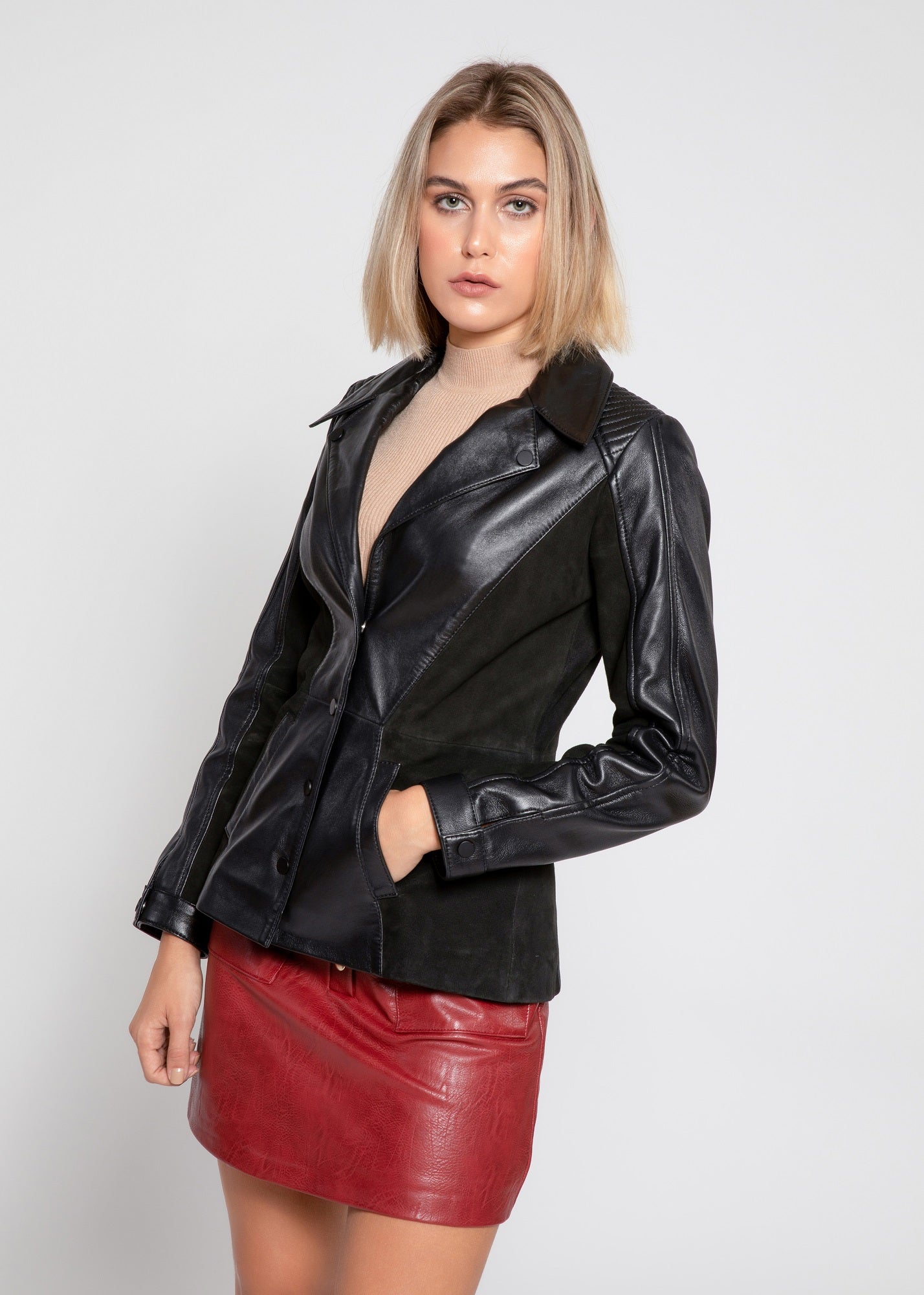 leather blazer women