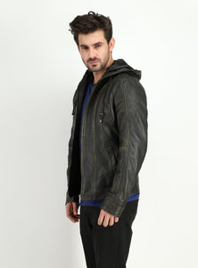 Men's Shaw Dual Tone Lambskin Hooded Leather Jacket-Leather Jacket-FADCLOSET CA