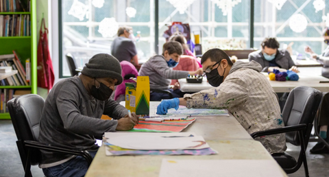 Artist working on their personal artwork.