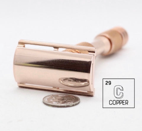 Mirror polish on copper safety razor