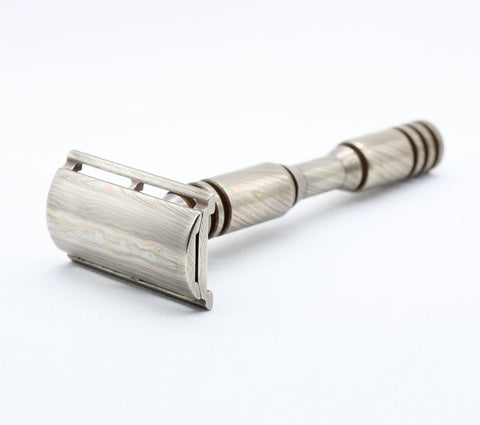 Mokume safety razor with patina